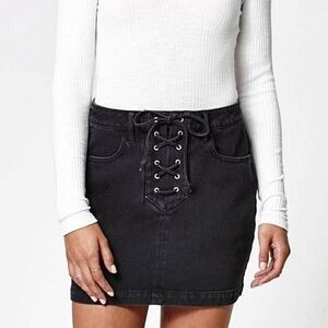 Y2K insprired Kendall + Kylie Black Lace Up Denim Mini Skirt